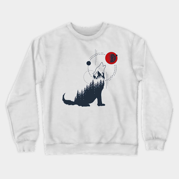 Abstract Howling Wolf, Black Design Crewneck Sweatshirt by ArtStellar